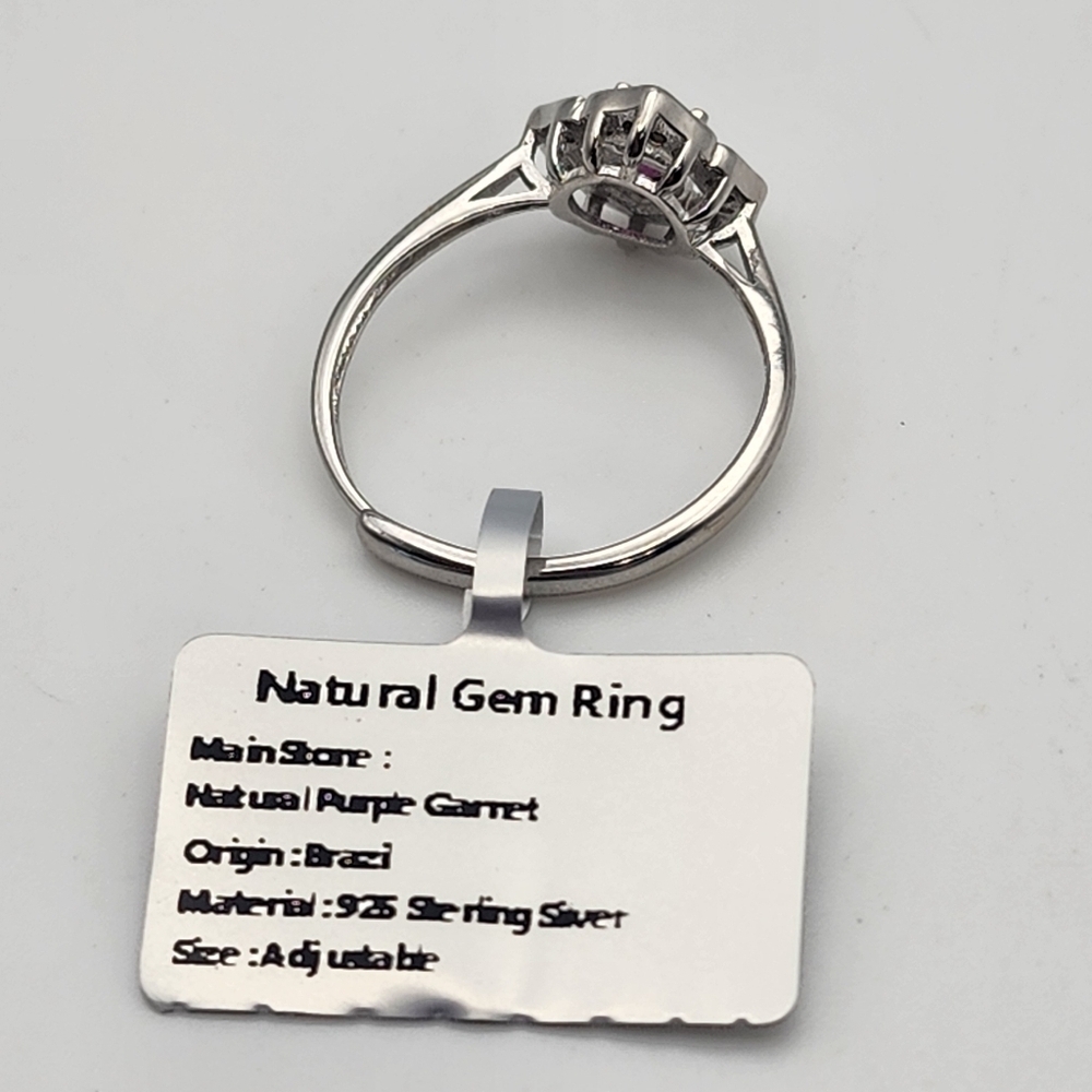 NWT Sterling Silver & Natural Purple Garnet Adjustable Ring - Picture 4 of 6